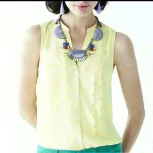 Anthro/Meadow Rue Scallop Blouse yellow/green color size 4